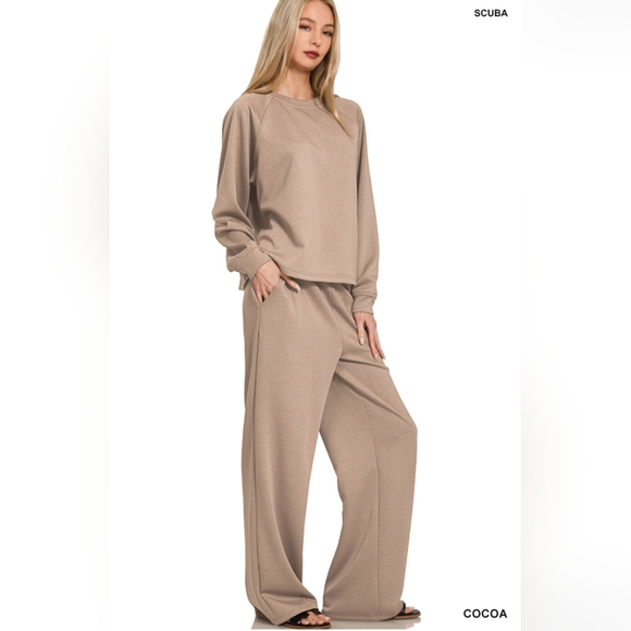 #937 ZENANA SCUBA CREWNECK PULLOVER & PANTS 2 PIECE SET - Picture 1 of 1